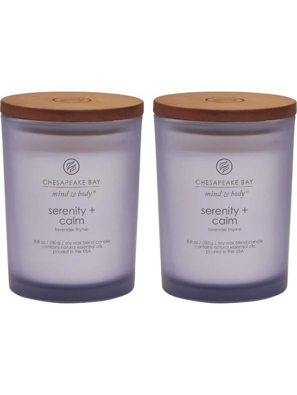 Serenity & Calm Scented Candles - Lavender Thyme Medium Jar 2-Pack for Home